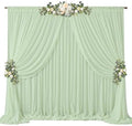 20ft x 10ft Sage Green Backdrop Curtains, Wrinkle-Free Sheer Chiffon Fabric Backdrop Drapes for Wedding Arch Party Ceremony Stage Photo Decoration by WishCare