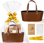 Wonderjune Empty Baskets for Gift Leather Thanksgiving Gift Bags, Brown by Wonderjune