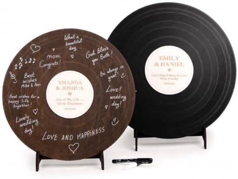 Custom Wood Round Record Wedding Guest Book Alternative, Rustic Vinyl Record Design for Wedding Reception, Graduation Guest Book, Vintage Event Decor by WEDDINGbyEli
