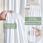 White Tulle Backdrop Curtain for Parties Wedding,20ft x 10ft Wrinkle Free Curtain Backdrop,2 Layer Drapes for Backdrop,Polyester Back Drop for Bridal Shower Birthday Baby Shower Photography - Image 5