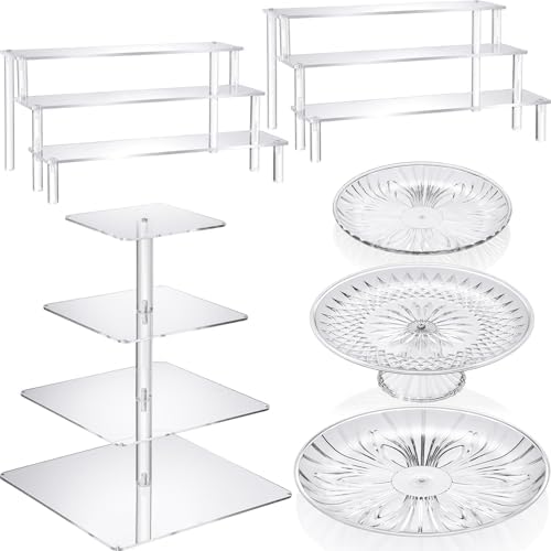 6 Pcs Acrylic Dessert Stand Set Tiered Tray Holder, Classic Style by RimCereal