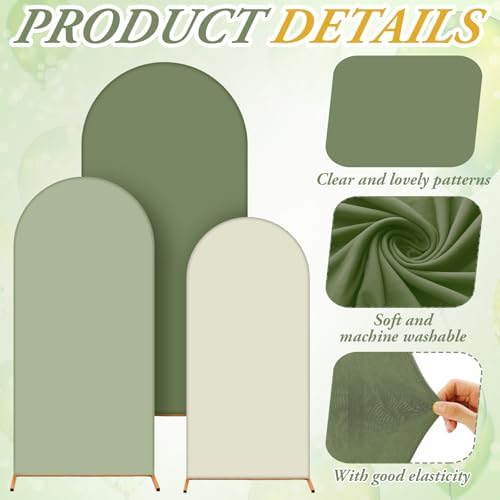 Foilswirl 34 Pcs Sage Green Arch Cover and Balloons Sage Green Backdrop - Image 4