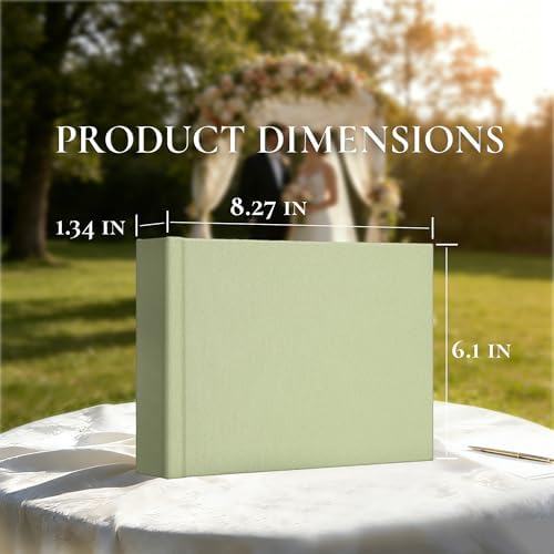 Vienrose Wedding Guest Book Journal for Polaroid, Wedding Registry Must Haves Things with 32 Blank Pages and Thick Paper, Linen Photo Album for Memory, Graduation, Dusty Sage Green - Image 2