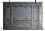 8x8ft Fabric Classic Gray Panels Backdrop Golden European Frame Vintage Wall Retro Golden Stucco Panels Wall Backdrop Houses Flats Interior Decor Wedding Baby Shower Photo Studio Props - Image 4
