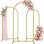 Hemmotop Metal Arch Backdrop Stand Set of 3, 6ft, 6.6ft, 7.2ft, Gold by Hemmotop