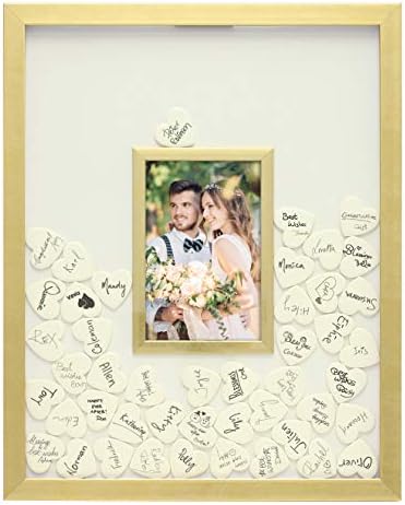 80-Heart Brass tone Wedding Guest Book Alternative Frame by MIMOSAMOMENTS