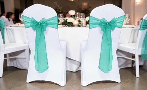 Pack of 75 Organza Chair Sashes for Wedding & Event Décor – Emerald Green - Image 2