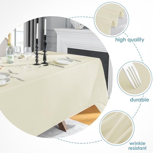 VidaFete 6 Pack 90 * 132inch Ivory Rectangle Tablecloth for 6ft Tables - Image 3