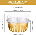 200 Pack Aluminum Cupcake Liners with Lids,Gold,Plain - Image 4