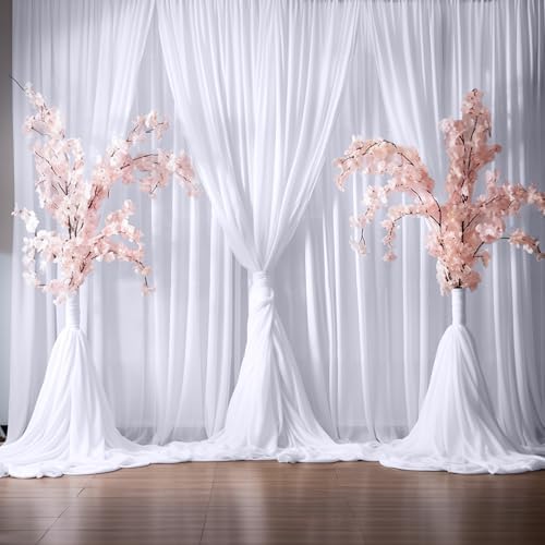 20ft×10ft Wrinkle Free White Backdrop Curtains for Parties, Thick Polyester Drapes for Backdrop, 2 Panels 5×10ft Cloth Photo Backdrop Curtain for Wedding Party Baby Shower Photography Background - Image 5