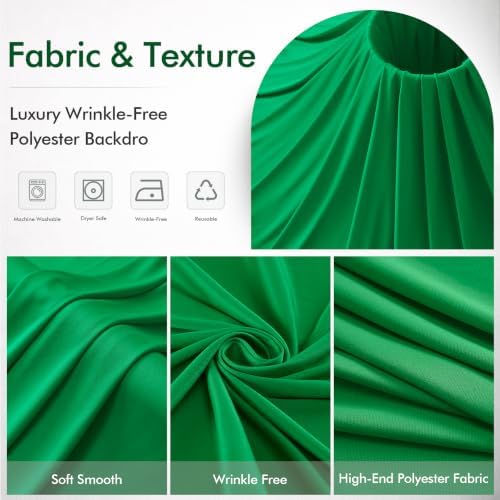 10ftx12ft Green Backdrop Curtains for Wedding Party 2 Panels 5×12FT Tall - Image 3