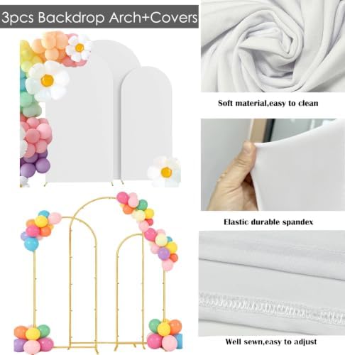 HAINARverS Set of 3 Arch Backdrop Stands with Covers, White, 6/6.6/7.2FT - Image 4