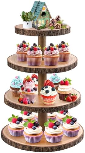 Cupcake Stand Wood Dessert Stands 4 Tier Cupcake Tower Large Display Stand by GrnVibe