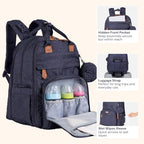 BabbleRoo Extra Large Diaper Bag Backpack, Expandable Baby Bag with Up to 50% More Capacity - Travel Essentials Baby Bag Tote with Changing Pad, Stroller Straps & Pacifier Case - Unisex, Denim Blue - Image 5