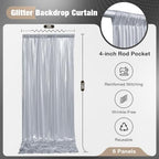 30x10FT Silver Sequin Backdrop Curtain for Party - 6 Panels 5x10FT Wrinkle-Free Shimmer Drapes for Birthday, Wedding, Christmas, Decorations & Photography - Image 2