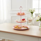 8 Pcs Cake Stands Set Metal Dessert Table Display Tiered Cupcake Holder Candy Donut Fruit Plate Cake Serving Tray Candlestick Display Treats Serving Tower for Wedding Birthday Party Decor (Pink) - Image 6