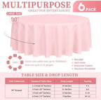 Showgeous 90 Inch Pink Round Tablecloths, Polyester Table Covers - Image 2