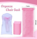 MDS Pack of 200 Organza Chair Sashes for Wedding & Event Décor – Blush Pink - Image 3