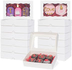 RomanticBaking 100 Pack White 7 x 4 3/8 x 1 1/2inches Cookies Boxes with Window Christmas Bakery Packaging for Macaron Treat Boxes Chocolate Truffle by RoanticBaking