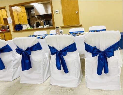 Satin Chair Sashes Bows 50 Pack Universal Polyester Chair Ribbons for Wedding Anniversary Retirement Party Birthday Engagement Banquet Graduation Outdoor Events Decor (Royal Blue, 50 pcs) - Image 7