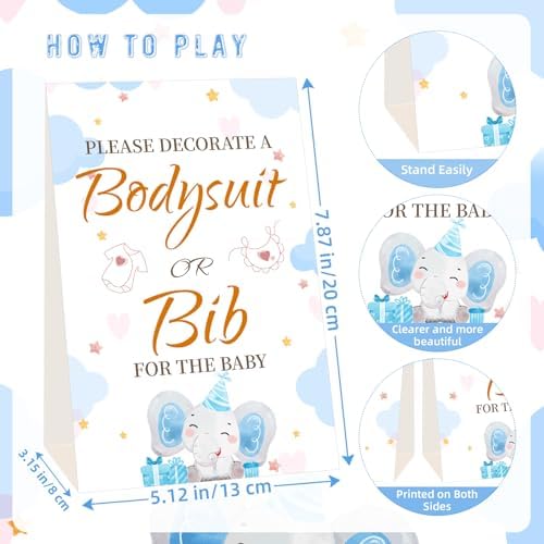 Bibs Bodysuits Baby Shower Game Sign Set Newborn Onesies Feeder Gift Fabric Marker Stencils Kit - Image 3