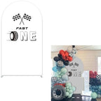 Arch Backdrop Cover for Fast ONE Racing Car Birthday Party Arch Spandex Fabric Cover Checkered Tire Track Car Kids Boys Baby Shower Parties Decors (4364,3x6ft) - Image 3