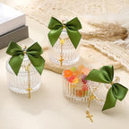 Chuangdi 12 Sets 48 Pcs Baptism Favors for Guests Crystal Candy Bowl Gifts with 12 Pcs Cross Rosary for Baptism Decorations Wedding Baby Shower Supplies First Communion Party(Green) - Image 2