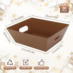 20PACK brown Baskets For Gifts Empty, 10 x 8”Thick Gift Basket with 20 Clear Bags and 20 Pull Bows, DIY Gift Basket Kit for Christmas, Thanksgiving, Wedding - Image 2