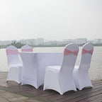 50pcs Pink Spandex Chair Sashes Stretchable for Wedding Party Banquet Decoration Fitted Elastic Bulk Chair Cover Band Bows for Baby Shower Engagement Event Home Dining Decor Wholesale - Image 5