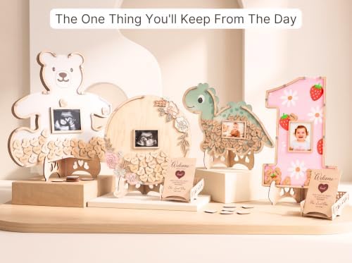 The Real Bossy Baby Berry First Birthday Memory Guestbook Keepsake Frame – Luxury 1st Birthday Guest Book Alternative & Photo Display – Capture Birthday Wishes, Family Messages and Memories From Your Baby’s First Year - Strawberry Birthday Theme - Image 2