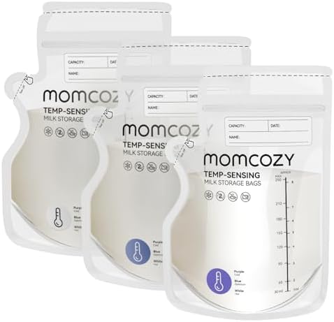 Momcozy 8oz Breastmilk Storage Bags,Temp-Sensing & Pour Spout,120 Count by Momcozy
