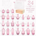 24PCS Mini Bud Vases As Wedding Centerpieces for Tables,Clear Bud Vases for Flowers,Small Flower Vases Suitable for Birthday Party,Anniversary,Wedding Reception,Baby Shower (Pink, 24PCS) - Image 2