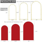 Set of 3 Metal Arch Backdrop Stands with Red Covers, 6/6.6/7.2FT - Image 3