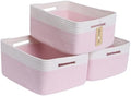 MiniArk Woven Pink Cotton Storage Baskets, 3 Pack, 17 x 13 x 7.5 inches by MiniArkStorageBasketsHome