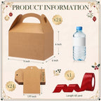 Maitys 24 Set Large Gable Boxes with Handle Ribbon and Tag, Kraft, Red - Image 2