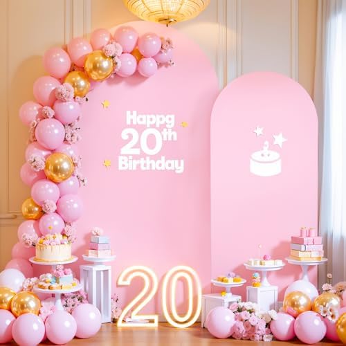 White Pink Arch Backdrop Cover Set of 2 Party Wedding Arch Covers Stretchy Backdrop 7.2FT 6FT Decorations Baby Shower Bridal Shower Photo Birthday Arch Stand Cover Spandex - Image 4