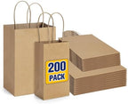 BagDream 200 Pack Kraft Paper Gift Bags with Handles Assorted Sizes Brown by BagDream