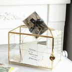 Glass Card Box with Slot, 10.2 inch Large Gold Clear Card Box for Wedding Receptions, Decorative Storage Box with Lock for Baby Shower, Birthday Party, Bridal Shower - Image 3