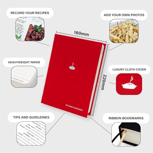 Suck UK - Blank Family Cookbook - Recipe Book To Write In Your Own Recipes - My Family Cookbook - Personalised Recipe Book - Hardcover DIY Cookbook - Cooking Diary - Personal Food Photos Journal - Red - Image 2