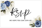 Andaz Press 56-Pack Personalized RSVP Postcards for Wedding Navy Blue Roses Cardstock Response Reply Cards for Bridal Shower Baby Shower Birthday Event Custom Date and Return Address 4 x 6-Inch by AndazPress