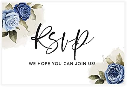 Andaz Press 56-Pack Personalized RSVP Postcards for Wedding Navy Blue Roses Cardstock Response Reply Cards for Bridal Shower Baby Shower Birthday Event Custom Date and Return Address 4 x 6-Inch by AndazPress