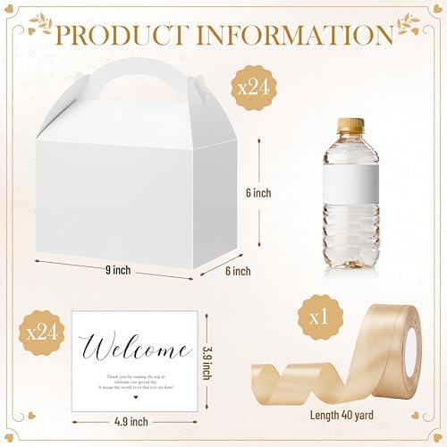 Maitys 24 Set Welcome Boxes for Wedding Guests 9x6x6 Gable Boxes, Gold - Image 2