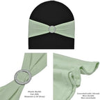 50pcs sage Green Spandex Chair Sashes, Durable Workmanship,Stretch Bows with Buckle Stretchable for Wedding Party Banquet Event Bridal Shower Birthday Celebration Decoration - Image 2