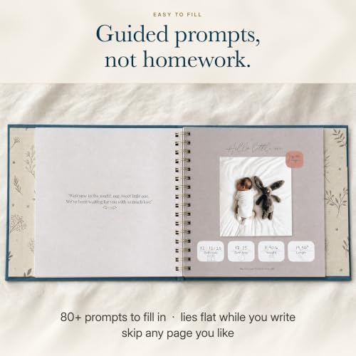 Baby Memory Book from Pregnancy to Age 5, Baby Book Keepsake, Dusty Blue - Image 4