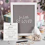 Chunful So Little So Loved Wooden Goose Token Frame, 1 Goose Baby Shower Frame Guestbook, Gender-Neutral Pregnancy Keepsake with 65 Signature Tokens and Pen, Gray and White - Image 6