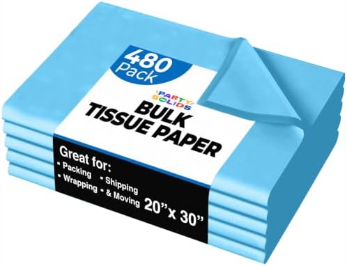 Party Solids Light Blue Tissue Paper for Gift Bags 20" X 30" 480 Sheets by Crown+Display