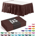 Exquisite Brown Table Skirt 12 Pack - Disposable Plastic Table Skirts for Rectangle Tables 6ft 8ft & Round Tables - 29in x 14ft Self-Adhesive Strip - Birthday Wedding Gender Reveal Decor by Exquisite