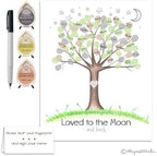 Gender Neutral Loved to the Moon Baby Shower Fingerprint Tree, 8.5x11 Inch - Image 6