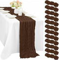 12 Pcs Cheesecloth Table Runner 10FT Brown Runner for Tables Gauze Fabric 35 x 120 Inches Long Boho Table Runner Decor Rustic Sheer Runner for Wedding Birthday Bridal Shower Party (Brown) by Sunnyline