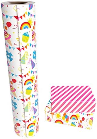 WRAPAHOLIC 30 Inch Jumbo Reversible Birthday Wrapping Paper - 30 Inch X 100 Feet Jumbo Roll - Birthday Party Design, Perfect for Celebration, Baby Shower and More Occasions - Image 2